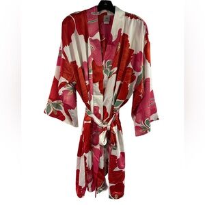 Natori Red and Pink Floral Robe